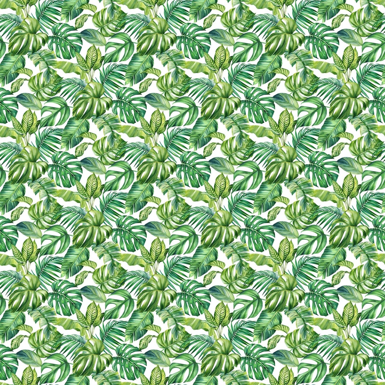 Fabric Northcott White Palm Leaves Coastal Breeze by the Quarter Yard DP28563-10